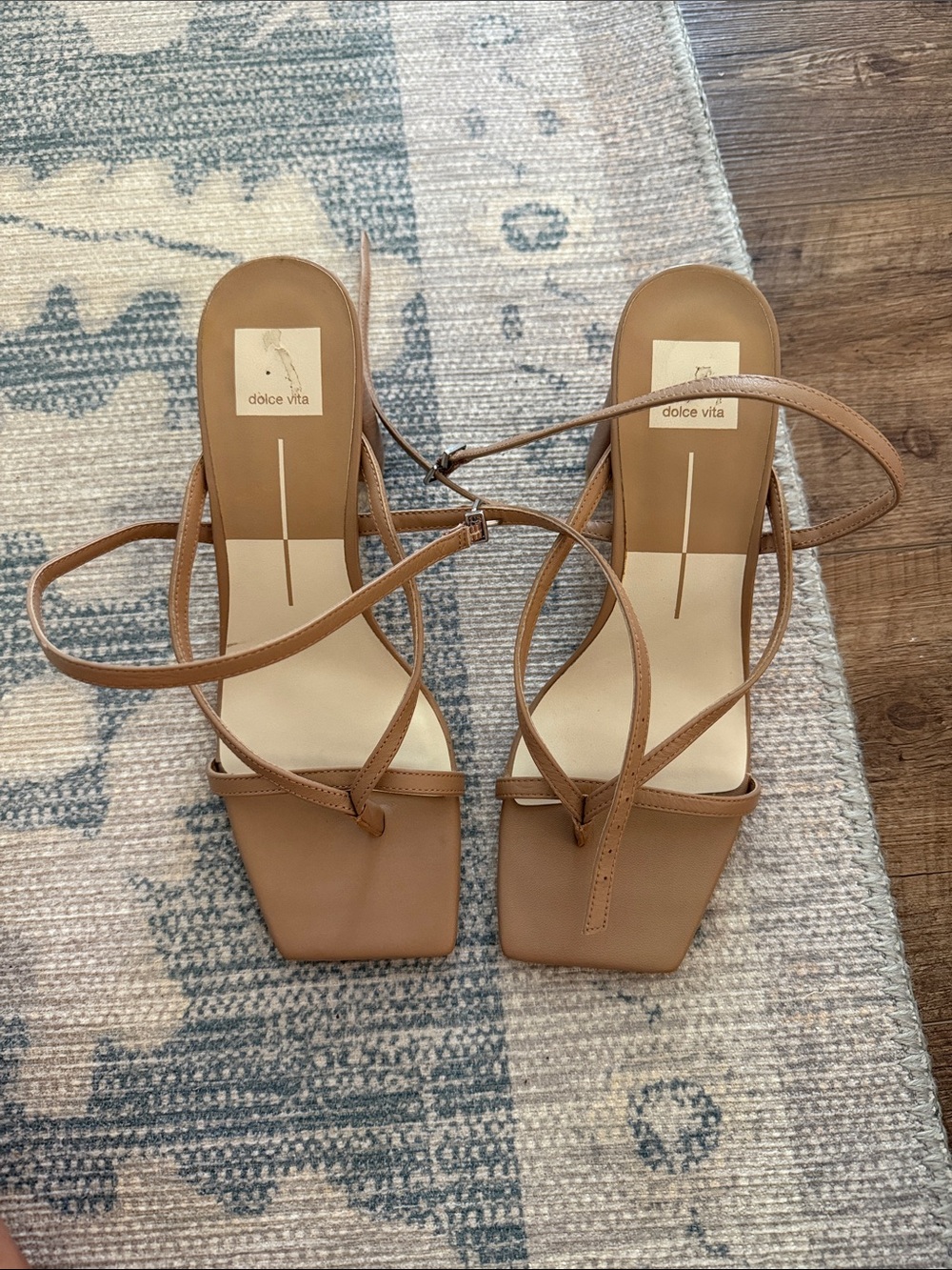 Dolce Vita Camel/Tan Strappy Square-Toe Sandals